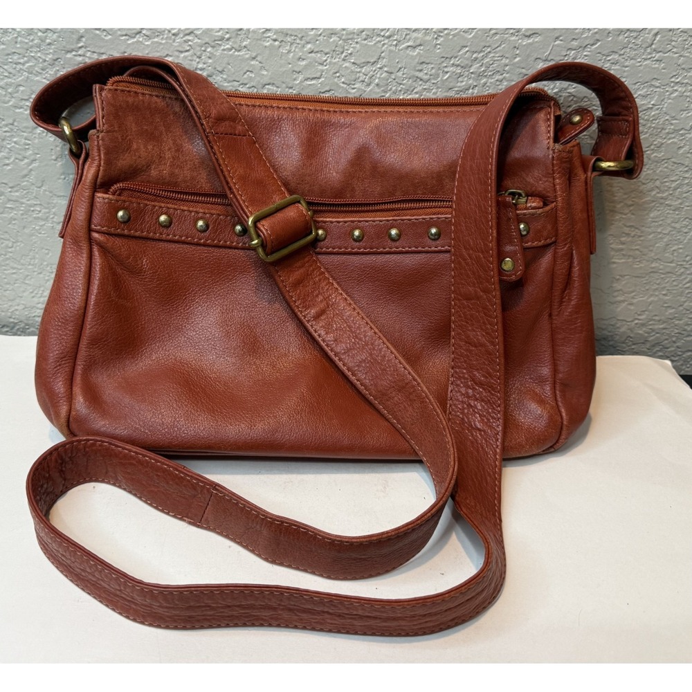 GREAT AMERICAN LEATHER WORKS Genuine Leather Crossbody Purse Bag Terracota